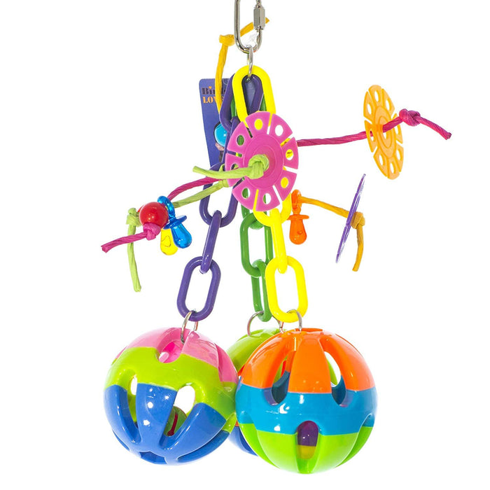 Birds LOVE Bird Toy Triple Threat Balls and Plastic Chains for African Grey Amazons Macaws and All Medium and Large Birds