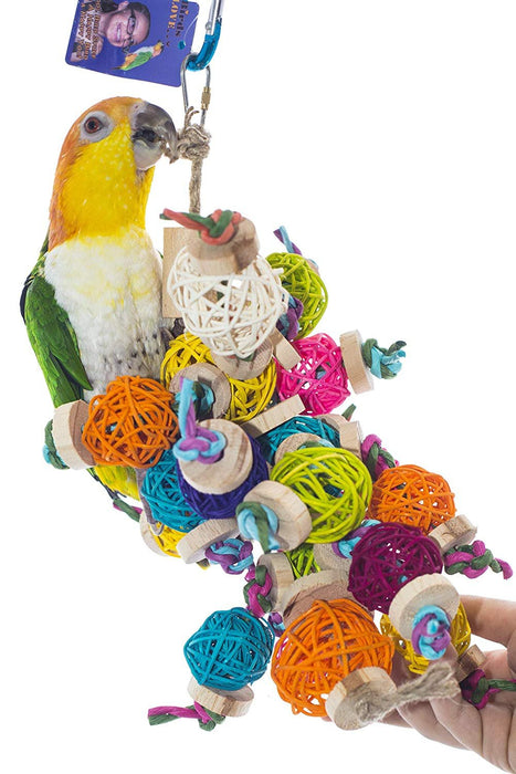 Birds LOVE Bird Foraging and Chew Toy Vine Balls Natural African Grey, Sun Conure, Severe Macaw, Rose Breasted Cockatoo - SM/MD - 13" long x 6.5" wide
