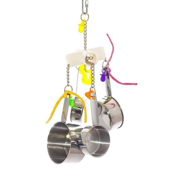 Birds LOVE Medium and Large Bird Toy PVC 4 Way Pipe with Durable Stainless Steel Cups and Leather Pacifier Acrylic Jewels African Grey Amazon Macaw Cockatoo for Bird Cage