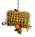 Birds LOVE Medium Seagrass Foraging Pouch Toy w Wood & Acrylic Toys on Leather Strings, Forage Hanging Chewing Fun for Macaw Cockatoo Grey Amazon – 10” x 10”