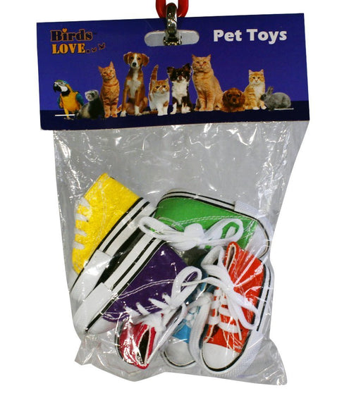 Birds LOVE 6 pk Mini Sneakers Shoes Toys for Birds, Dogs, Cats, Ferrets, Rabbits, Guinea Pigs and Small Animals - Mini Cloth Sneakers