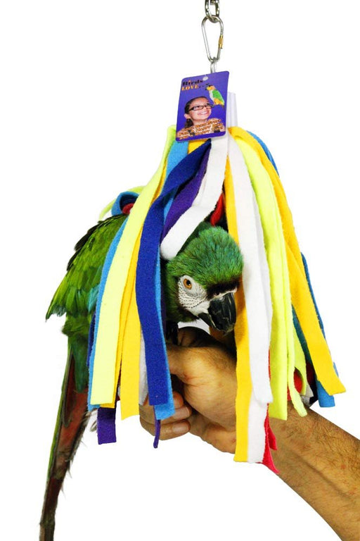 Birds LOVE 2-Pack Bird Toy Safe Colorful Fabric Mop of Multiple Multi-Colored Fabric Strips for Small and Medium Birds