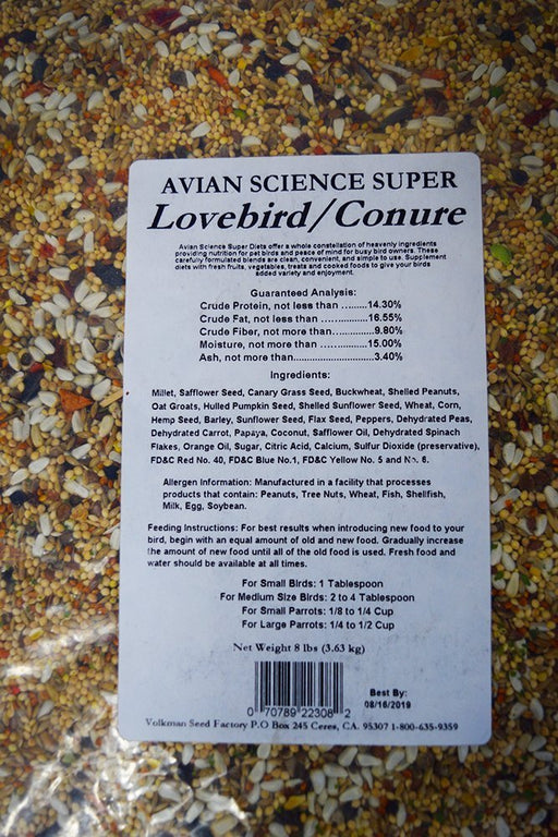 Volkman Seed Avian Science Lovebird & Conure Bird Seed 8lb