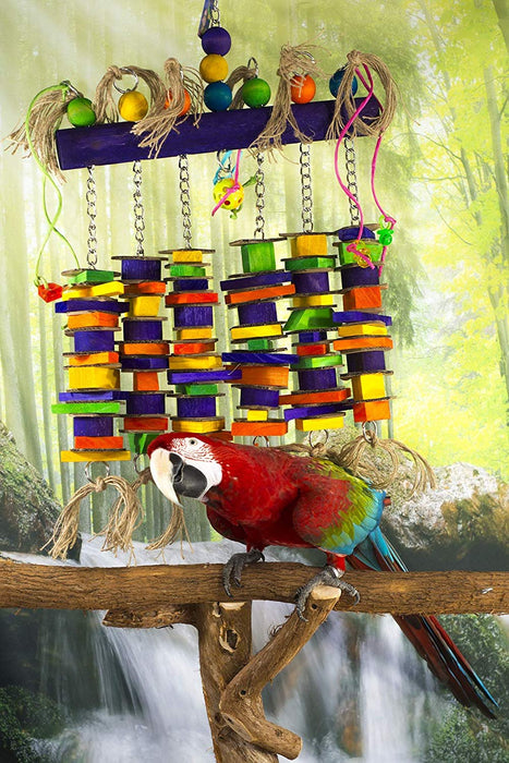 Birds LOVE Wood Log of Hanging Chew Fun Toy w/Added Cardboard for Extra Large Birds - Blue & Gold Macaws, Green-Winged Macaws, Hyacinth Macaw