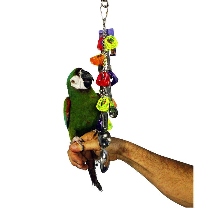 Birds LOVE 2 Bird Toys Acrylic Jewels Stainless Spoons Straight Bird Safe Chain Small and Medium Birds for Bird Cage (2 Pack)