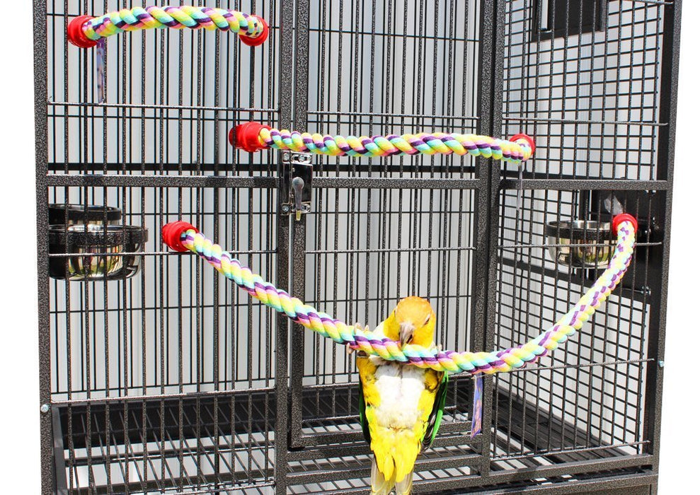 Birds LOVE Cotton Rope Comfy Cable Perches for Birds 34" Length – For Cockatiels, Parrotlets, Conures, Senegals, Quakers and Similar Birds – 2 Pack