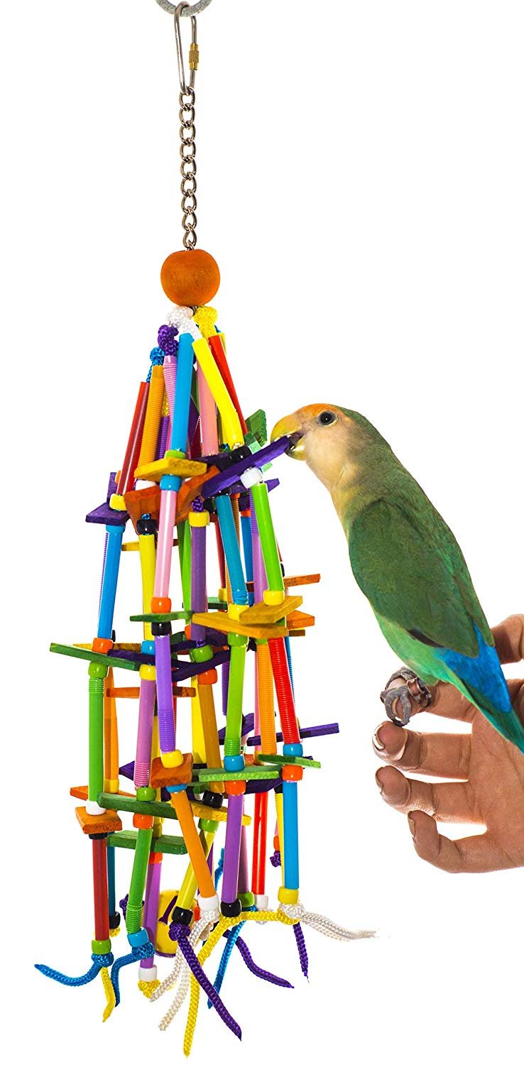 Homemade bird outlet toys with straws