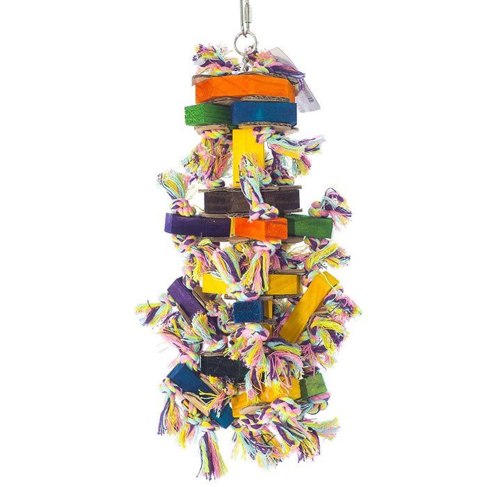 Birds LOVE Octo Wood Rope and Sisal Bird w Added Cardboard Pieces Toy for Bird Cage African Grey Amazon Macaw Cockatoo All Medium Large Birds