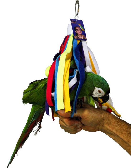 Birds LOVE 2-Pack Bird Toy Safe Colorful Fabric Mop of Multiple Multi-Colored Fabric Strips for Small and Medium Birds