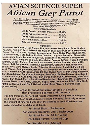 Volkman Avian Science Super African Grey Bird Food (8 Pound (Pack of 1))