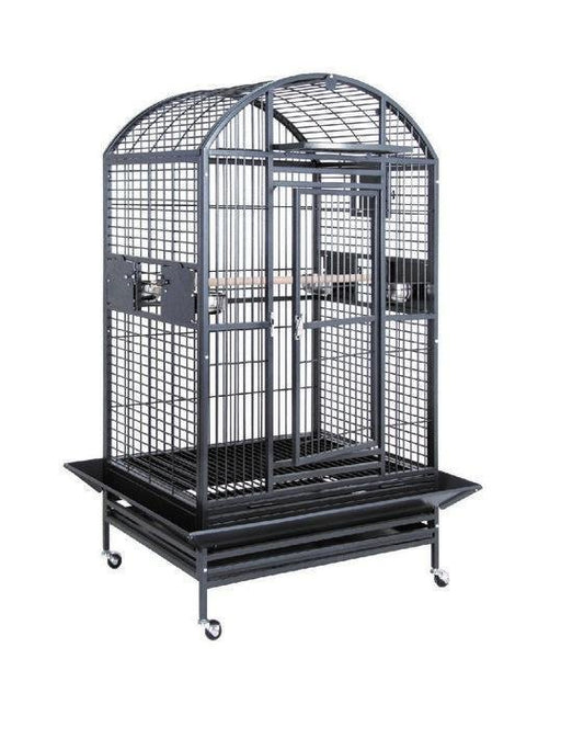 HQ 36x28x68 Dome Top Bird Cage with Drop Front - Platinum White