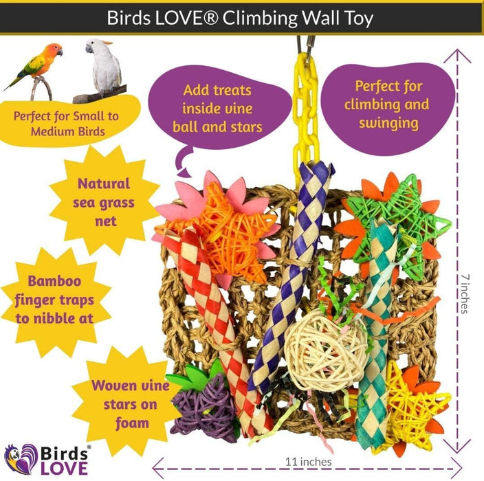 Birds LOVE Flower Net Climbing Parrot Toy for Small to Medium Birds, Foraging Hanging and Chewing Interactive Play