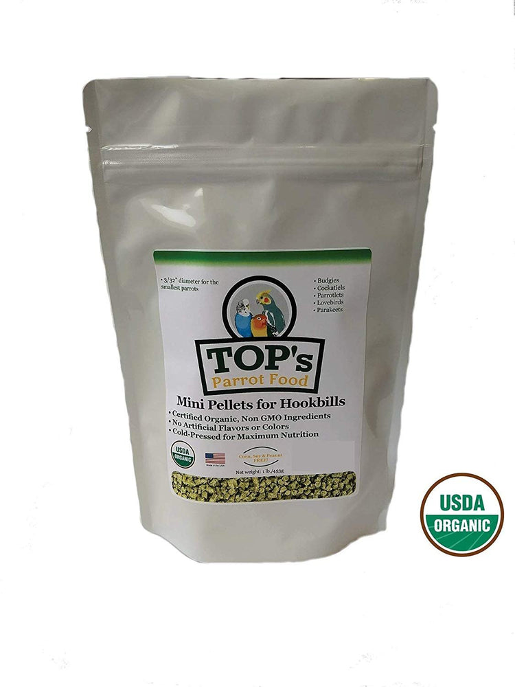 TOP's Parrot Food Organic Mini Pellets Small Bird Budgie Lovebird 25 lb