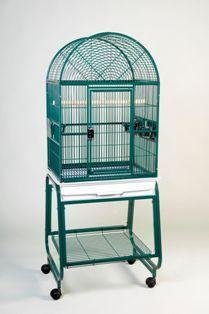 HQ 22x17 Dome Top Bird Cage and Rolling Stand w Shelf - Platinum White