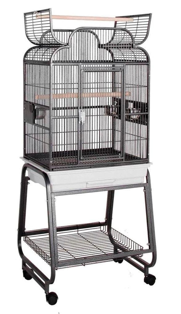 HQ Scroll Top 22x17 Bird Cage and Rolling Stand w Shelf - Green