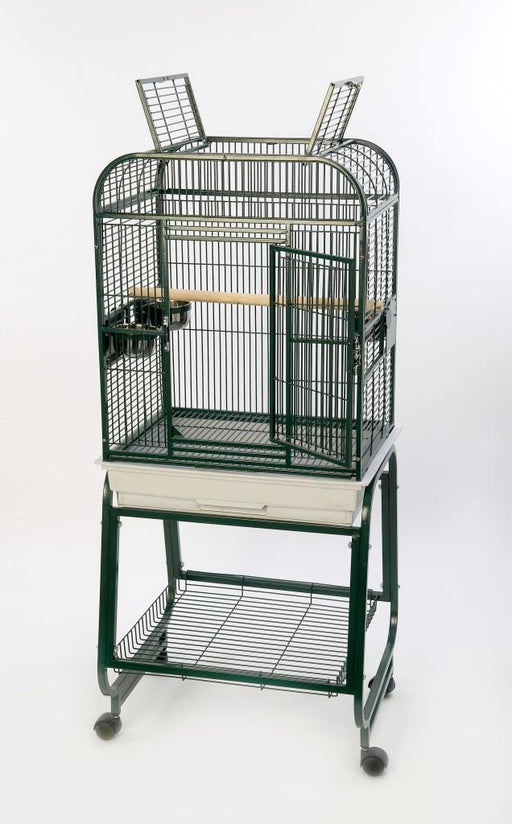 HQ 22x17 Opening Square Top Cage with Cart Stand - Platinum White